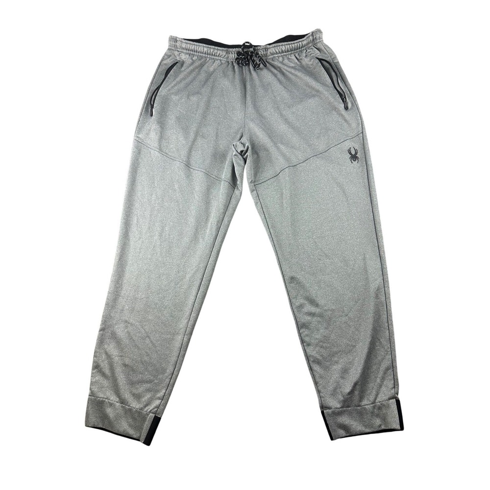 Spyder Jogger Pants Men L Gray Active ProWeb Athletic Zip Pocket Sporty SPM708U